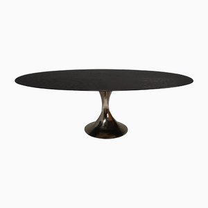 Dakota Dining Table in Ebonised Oak and Polished Nickel by Julian Chichester, 2010s