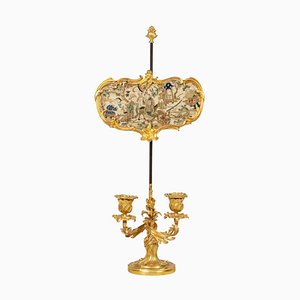 Rocaille Style Screen Lamp in Gilded Bronze, 1880s