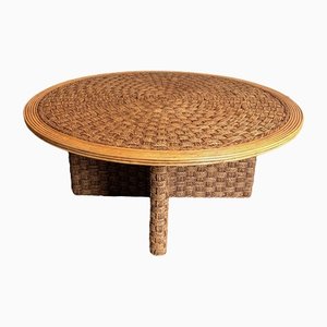 Wood Round Coffee Table in the style of Audoux Minet