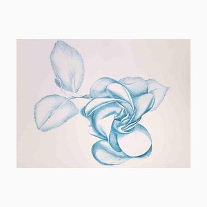 Giacomo Porzano, Blue Rose, 1970s, Etching