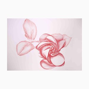 Giacomo Porzano, Red Rose, 1970s, Etching
