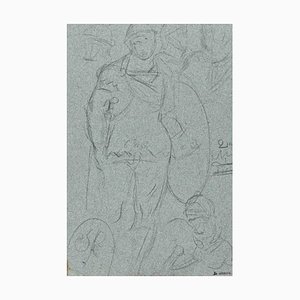 Henri Lehmann, Soldat, Dessin au Crayon, 19ème Siècle