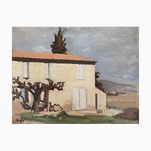 René Guinand, Landscape and Country House, 1953, Oil on Canvas