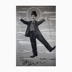 Orest Hrytsak, Charlie Chaplin, 2019, Técnica mixta sobre lienzo