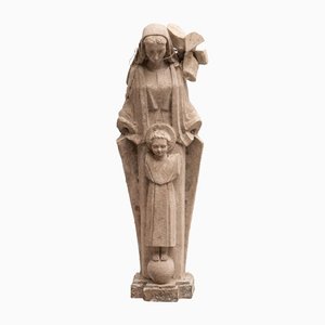 Figure de Vierge Traditionnelle en Plâtre, Espagne, 1950s