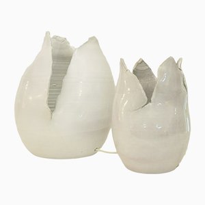 Egg-Shaped Lamps in Ceramic from Fratelli Fanciullacci, 1970s, Set of 2