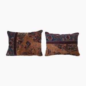 Blue Wool Lumbar Cushion Covers, Set of 2