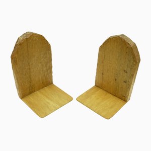 Anthroposophical Bookends in Oak, 1930s, Set of 2