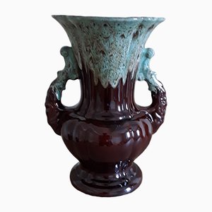 Vaso Mid-Century in ceramica smaltata con maniglie, Germania, anni '50