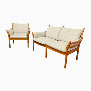 Two-Seater Sofa and Armchair by Illum Wikkelsø for C.F. Christensen Silkeborg, 1960, Set of 2