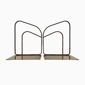 Mid-Century Art Deco Buchstützen aus Messing, 2er Set