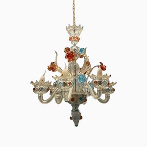 Venetian Murano Glass Flower Chandelier, 1960s