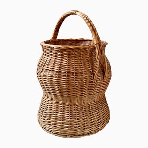 Large Bohemian Linen Basket, 1970s