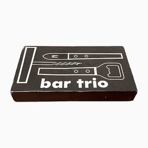 Mid-Century Metal and Wood Bar Trio, Germany, 1960s, Set of 3
