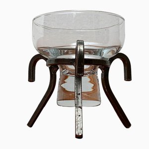 Mid-Century Danish Metal and Glass Candleholder, 1960s