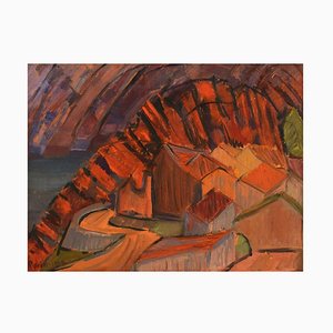 Sven Rybin, Paesaggio modernista, inizio XX secolo, olio su tavola
