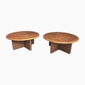 Low Wood Tables in the Style of Audoux Minet, 1970s, Set of 2