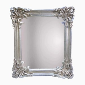 Neo-Classical Regency Hand-Carved Silvered Wooden Mirror, Spain, 1970s