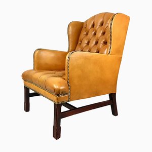 Fauteuil à Oreilles Vintage en Cuir, 1960s