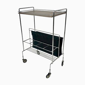 Vintage German Mini Bar Cart with Magazine Rack from Voss, 1970s