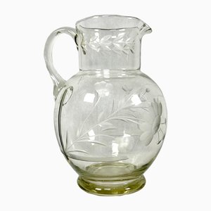 Pichet à Eau Antique en Cristal avec Gravure, 1900s