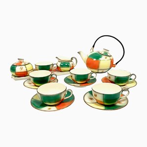 Art Deco Czech Mocha Service from Bihl Ledvice, 1930s, Set of 17