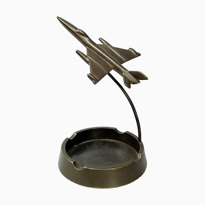 Mig 21 Plane da scrivania con posacenere in bronzo, anni '60