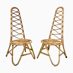 Set of Bamboo Chairs attributed to D. Van Sliedregt for Rohé Noordwolde, the Netherlands, 1950s