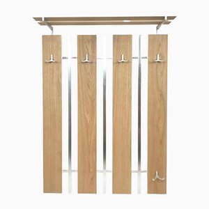 Mid-Century Oak Wall Coat Rack, 1970s