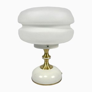 Mid-Century Milk Glass and Brass Table Lamp from Napako, 1960s