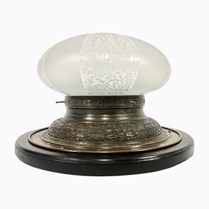 Jugendstil Deckenlampe aus Messing & Kristallglas, 1910er