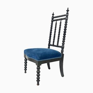 Silla de enfermería francesa Napoleon III de bobina ebonizada, década de 1800