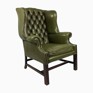 Sedia Wingback vintage in pelle, anni '60