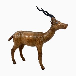 Vintage Leather Antelope Figure, 1960s