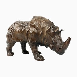 Figurine Sculpture Rhino Vintage en Cuir, 1960s