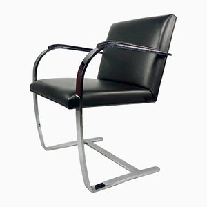 Black Leather Model Brno Chair by Ludwig Mies van Der Rohe for Knoll Studio, 2000s