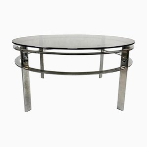 Mid-Century Round Steel Coffee Table, 1970s