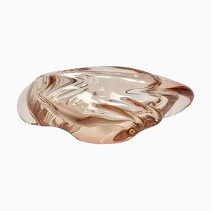 Glass Ashtray in Rose by Rudolf Beránek for Skrdlovice, 1960s