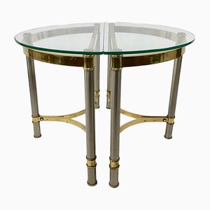 Vintage Semi Circle Brass Side Tables, 1970s, Set of 2