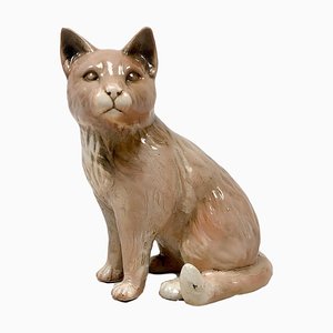 Grande Figurine Chat Vintage en Céramique, 1960s