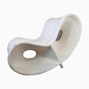 White Painted Rattan and Bamboo Lounge Chair by Ron Arad, 2006