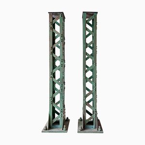 Industrial Patinated MDF Riveted Movie Props Columns, Set of 2