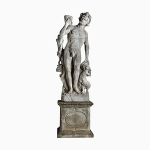 Artiste, Italie, Bacchus avec un Satyre, 20ème Siècle, Statue de Calcaire