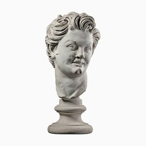 French Artist, Bust of Young Man, Early 20th Century, Plaster