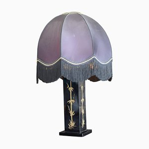 Lampada da tavolo con base laccata giapponese nello stile di Jean Claude Mahey, anni '70