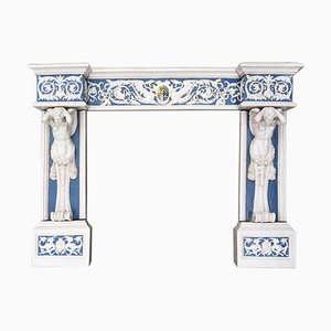 19th Century Blue and White Fireplace, 1885