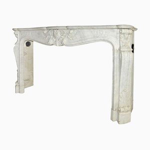 Early 19th Century French Rococo White Carrara Marble Grand Mantel Piece