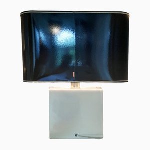 Lámparas de color marfil con pantallas negras de Philippe Cheverny, años 70. Juego de 2