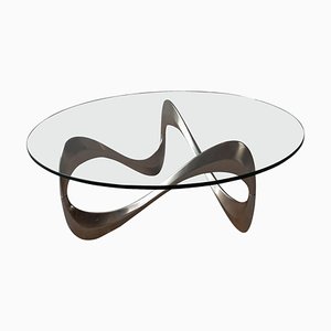 Mid-Century Aluminum and Glass Coffee Table attributed to Knut Hesterberg, 1960s