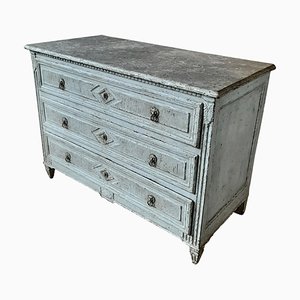 19th Century French Chest of Drawers in Grey Patinated Wood